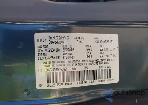 2006 Dodge Grand Caravan Se from USA, damaged, VIN 1D4GP24R86B735629